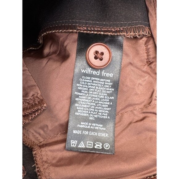 Wilfred Free Aritzia High-Waisted Brown Faux Leather Straight-Leg Pants Womens 4 - Picture 8 of 12